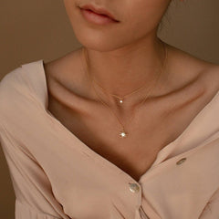 DOUBLE STAR ZIRCONIA STACKING NECKLACE_CWMM5551