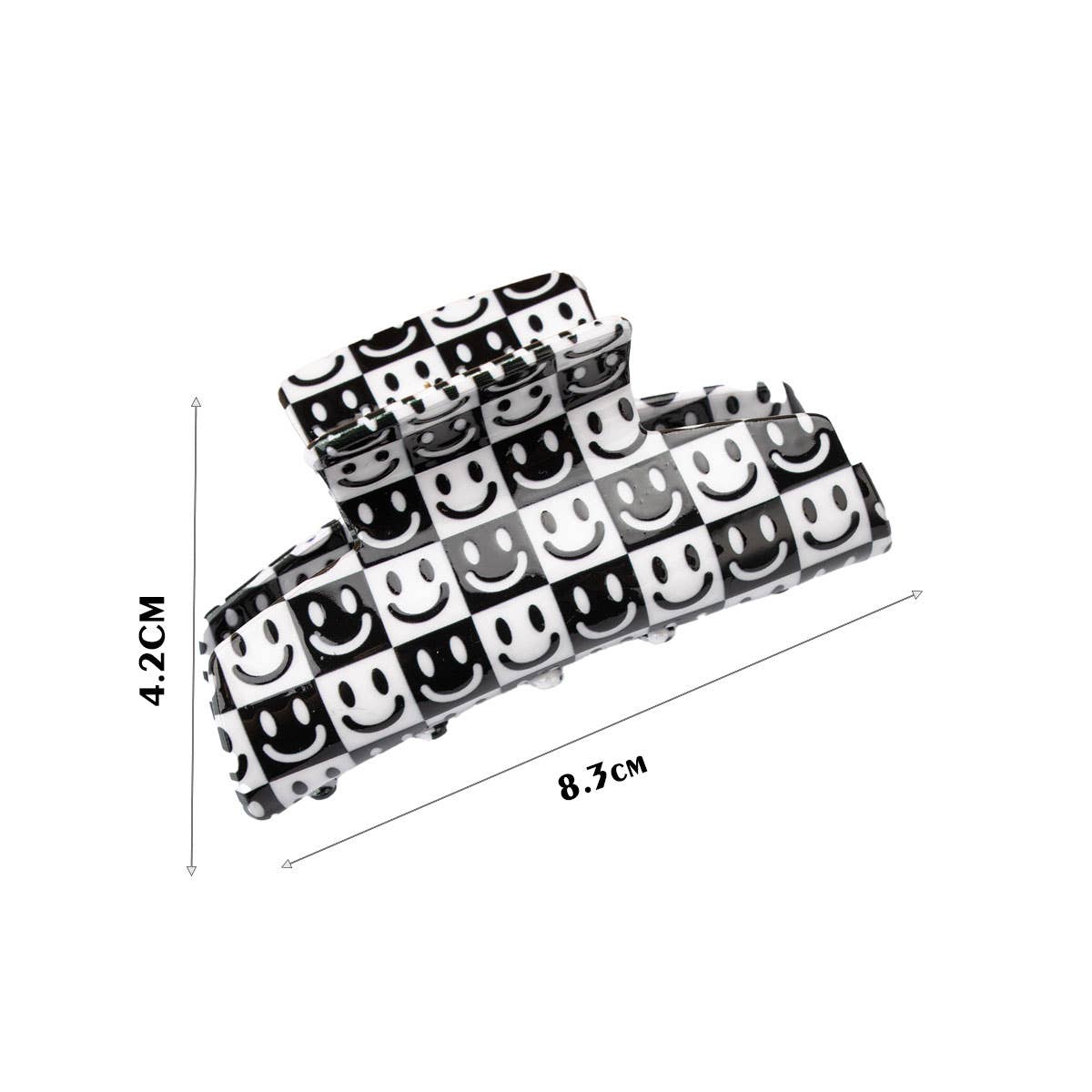 BLACK WHITE PLAID HAIR CLAW RETRO CHIC CLIP_CWAHA0312