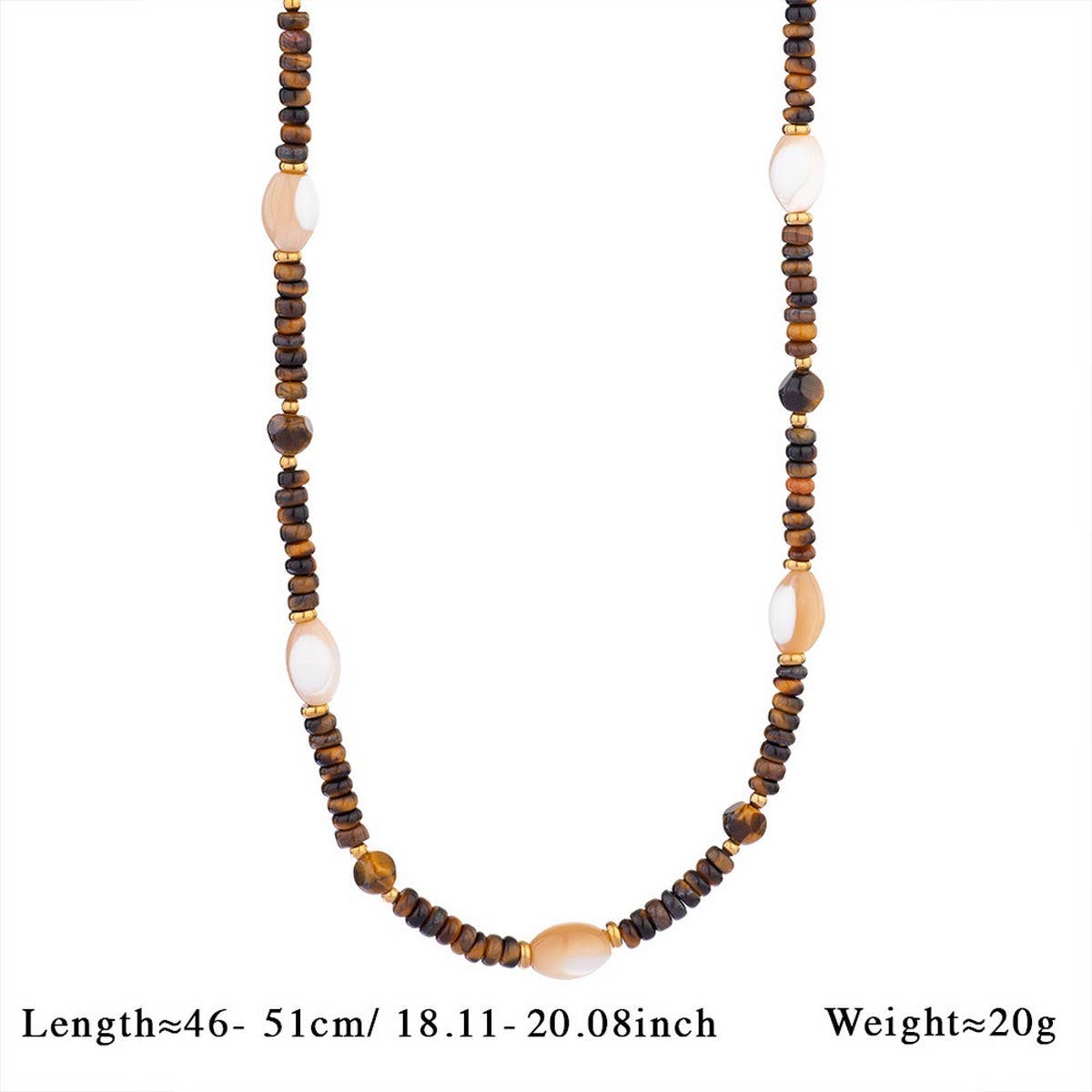 Tiger Eye Heart Pendant Beaded Necklace_Cwmm7547