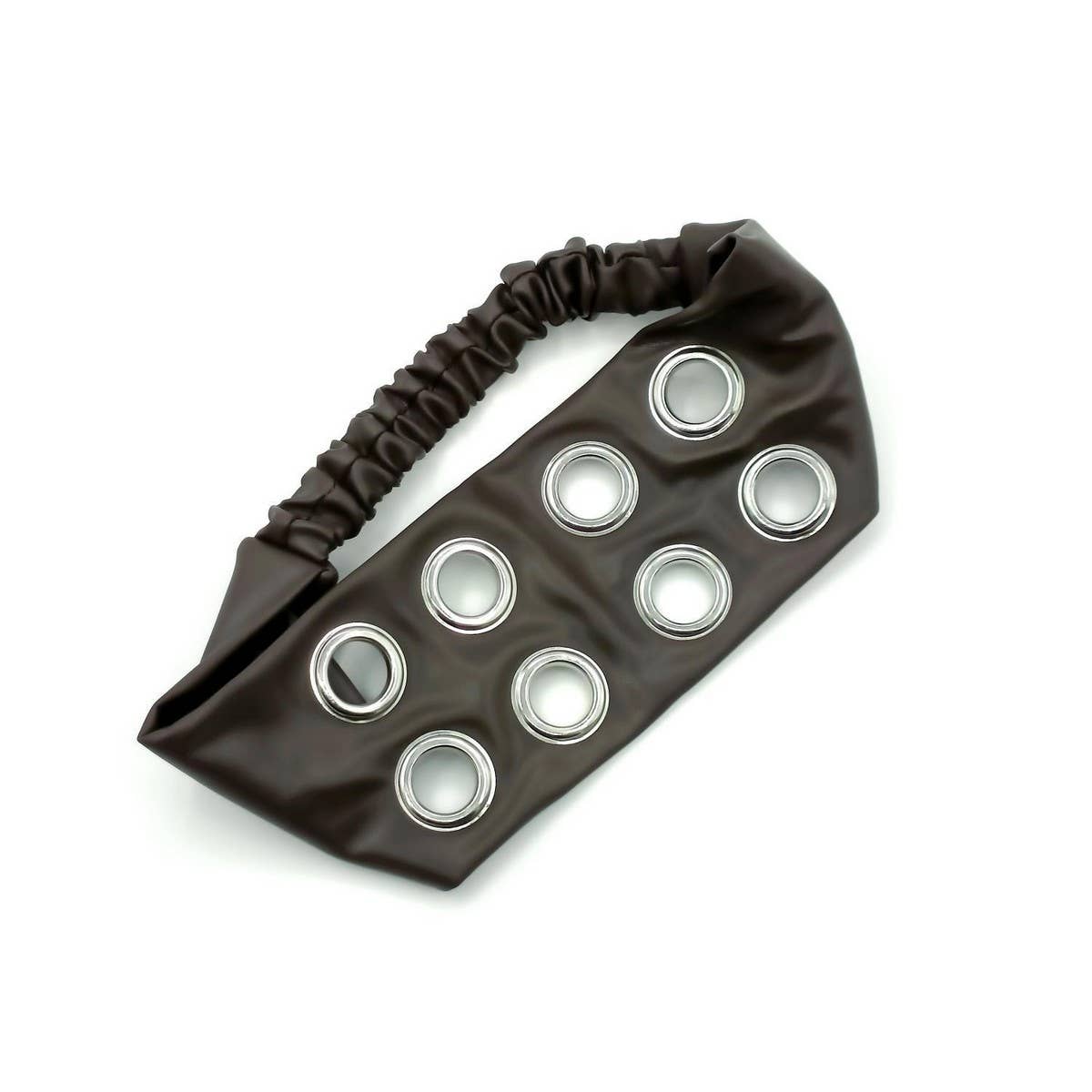 PU LEATHER WIDE PUNK HEADWRAP WITH METAL STUDS_CWAHA6308