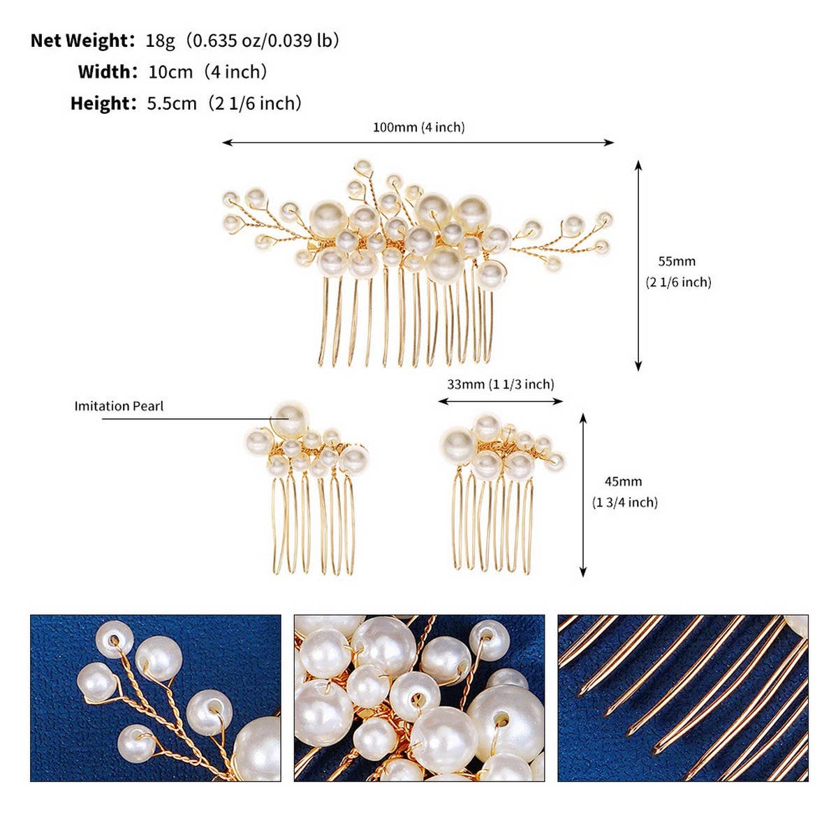 HANDMADE BRIDAL HAIR ACCESSORIES THREE PIECE SET_CWAHA2776