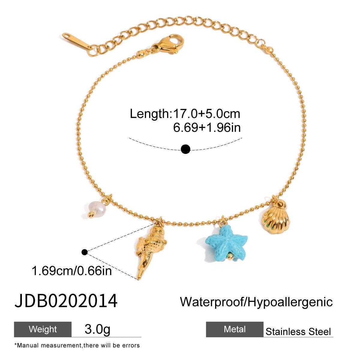 18K GOLD SHELL PEARL CHARM BRACELET_CWAJE4626