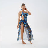 BACKLESS BEACH DRESS TWO PIECE SWIMSUIT_CWMW0297