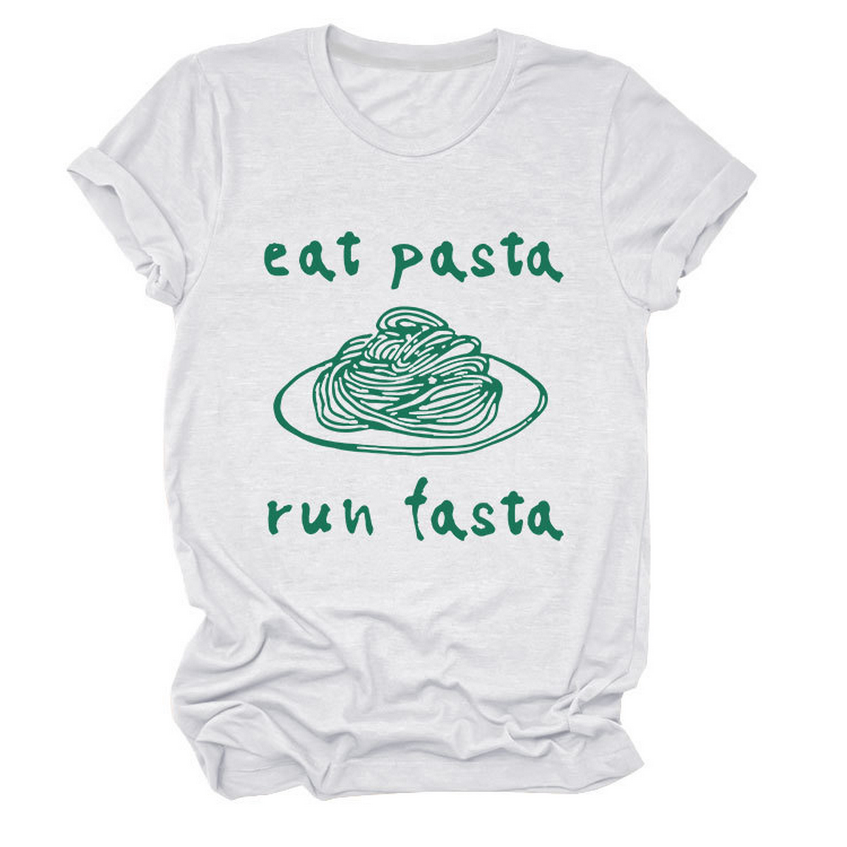 Trendy Womens Short Sleeve Tee Eat Pasta Run