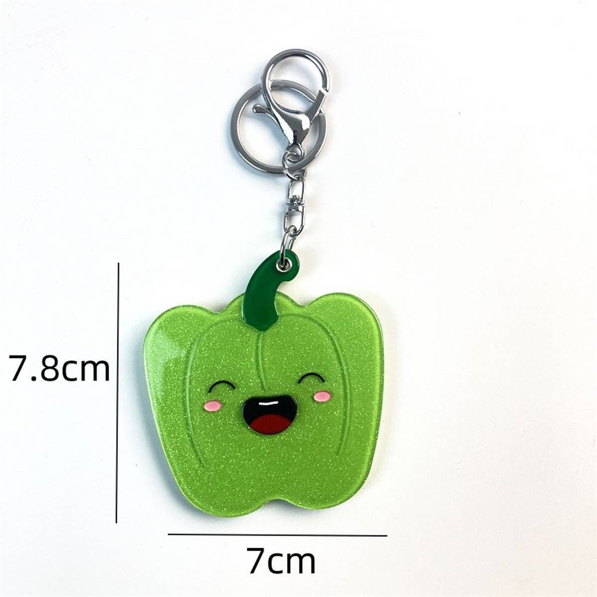 CUTE GREEN PEPPER MAKEUP MIRROR KEYCHAIN ACRYLIC_CWMM6381