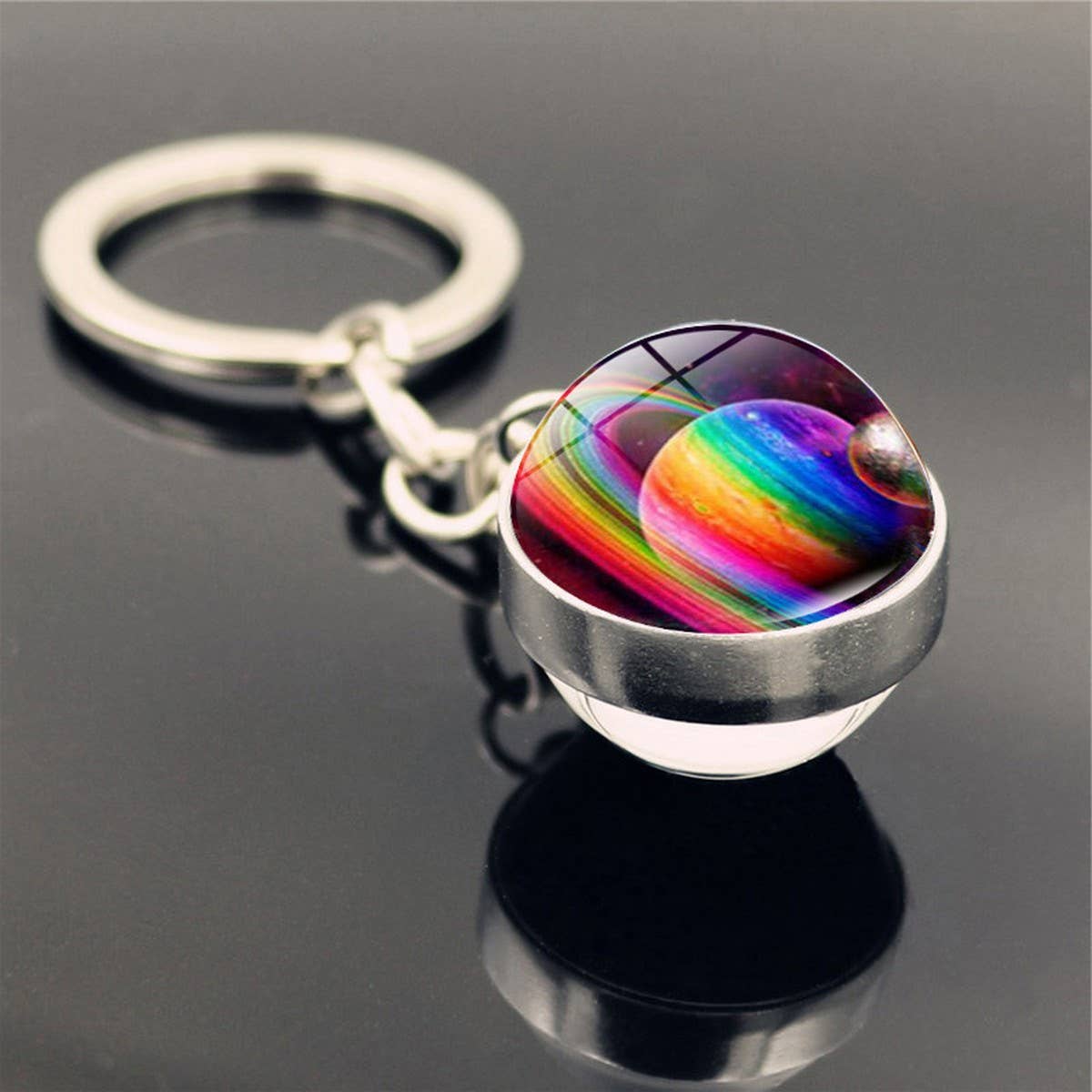 DOUBLE SIDED GLASS BALL KEYCHAIN PENDANT JEWELRY_CWMM0492