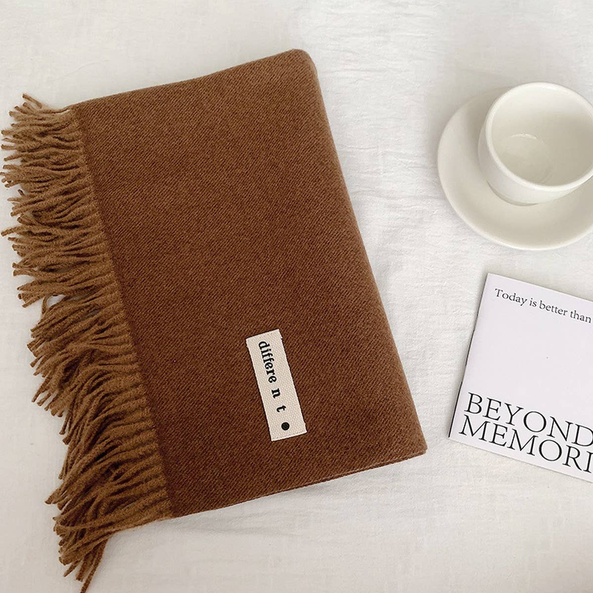 COLORBLOCK TASSEL SCARF THICK WRAP FOR STUDENTS_CWASC2281