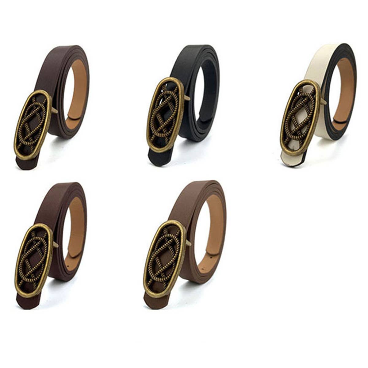 Women Retro Copper Snap Fastener Waist Belt_Cwabe0182