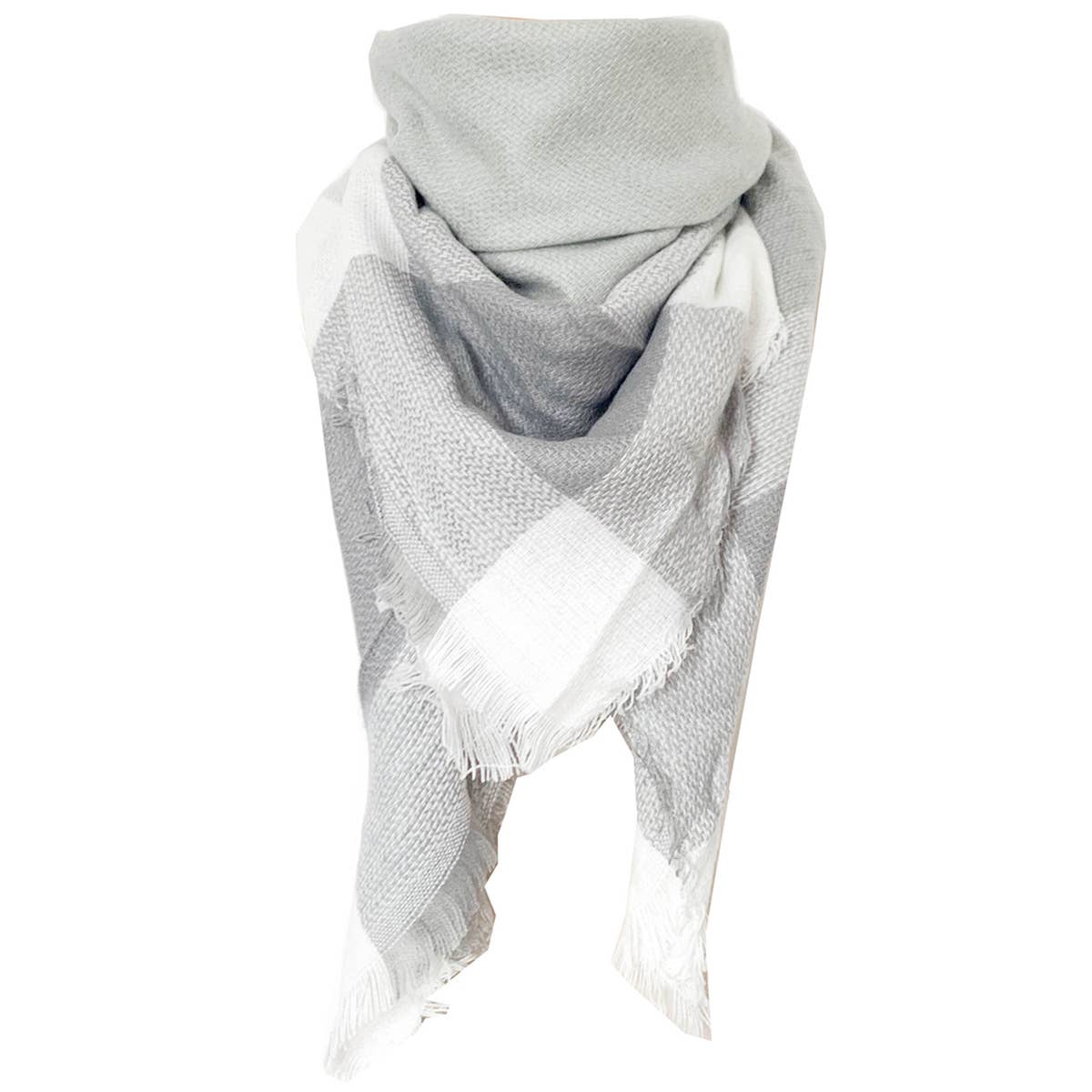 RAINBOW PLAID SCARF TRIANGLE WINTER SHAWL_CWASC0116