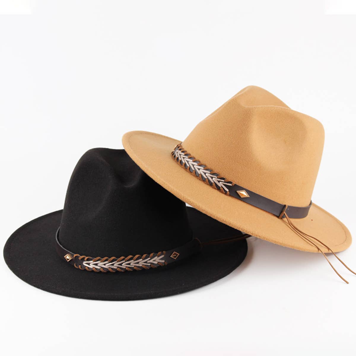 SIMPLE BELT BUCKLE FELT HAT JAZZ HAT_CWAH0751