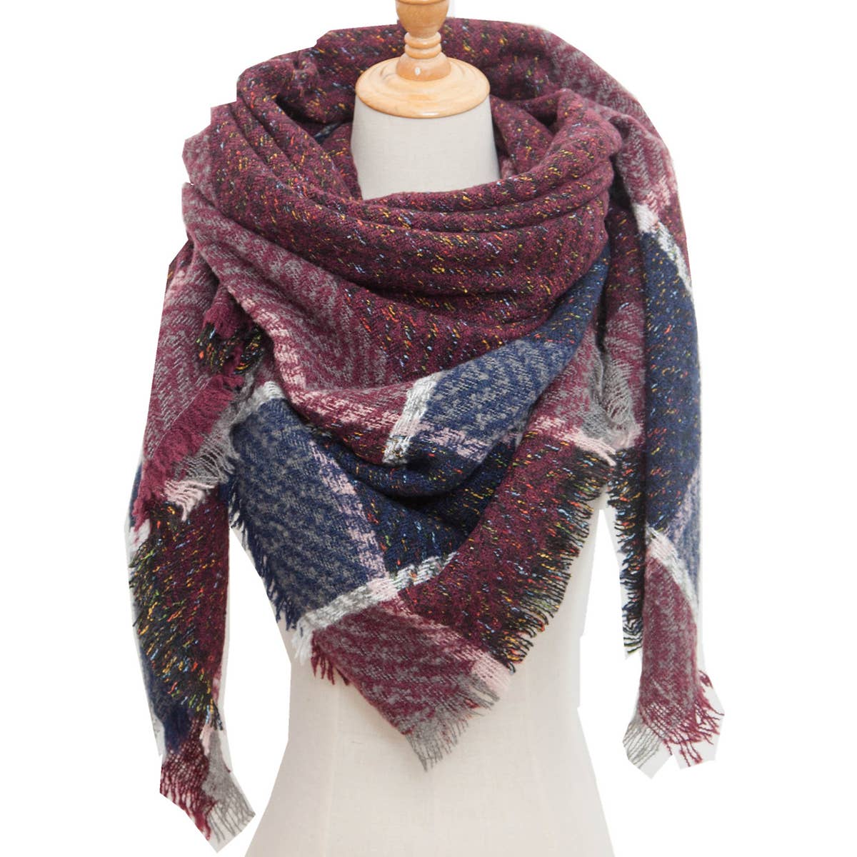 PLAID TRIANGLE SCARF FOR FALL WINTER WHOLESALE_CWASC0110