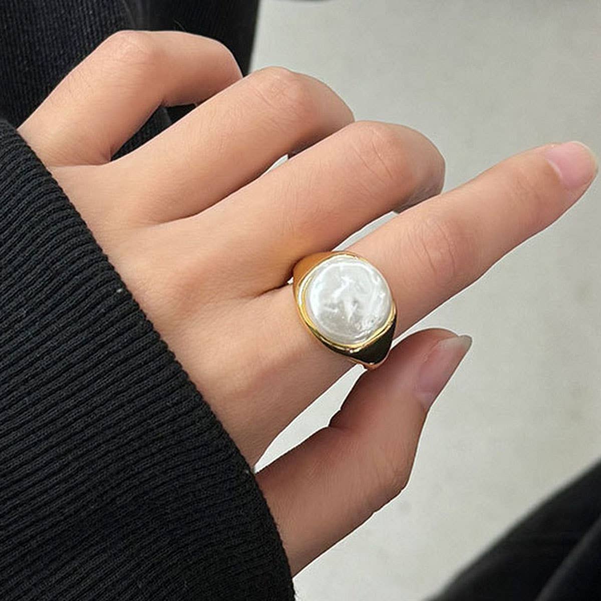 Zircon Inlaid Fashionable Temperament Open Ring_Cwaje2829