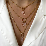 LOOSE RING HEART ROUND PENDANT NECKLACE_CWMM3768