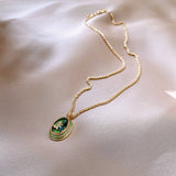 MONET GARDEN OIL DROP OVAL LEAF NECKLACE_CWAJE2371