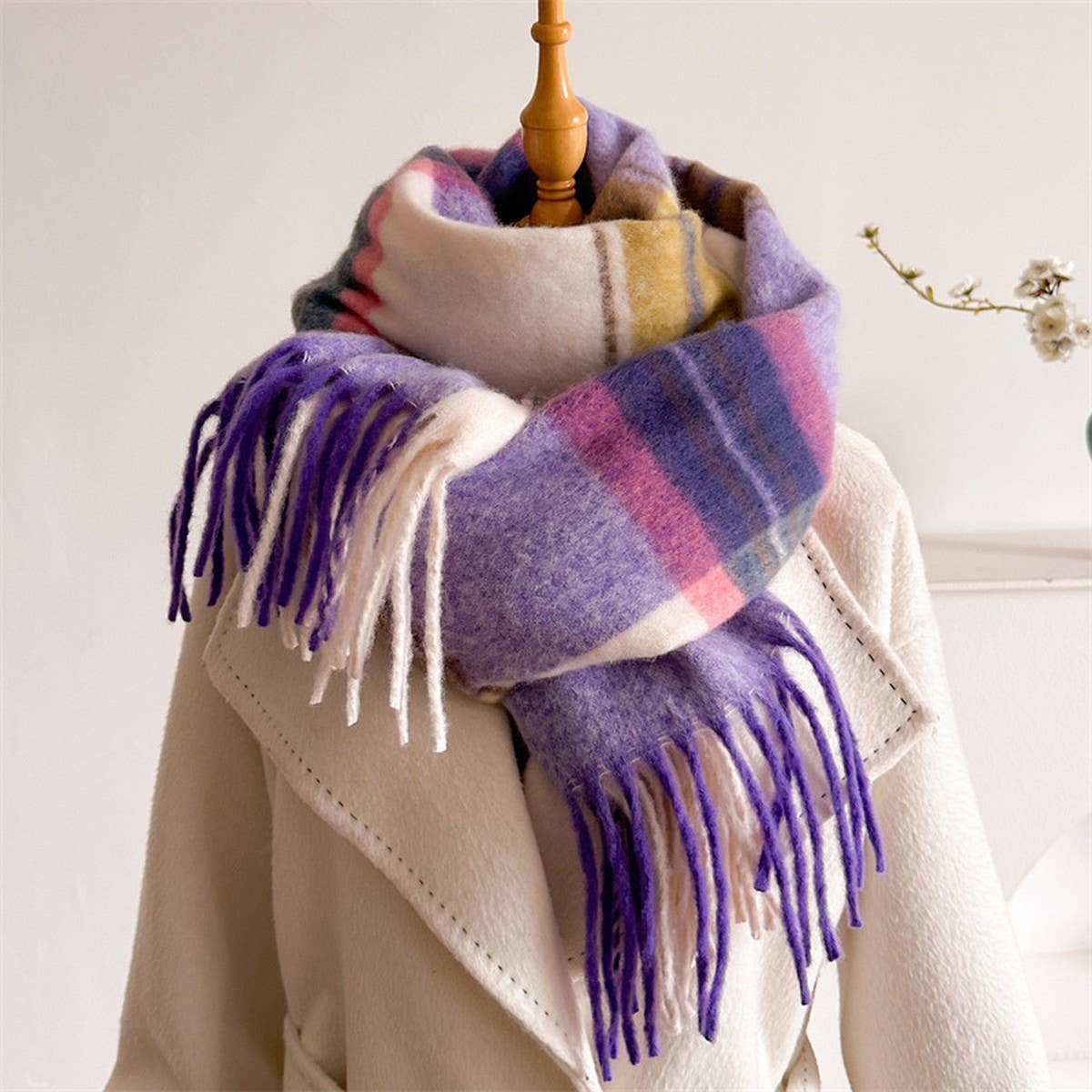 SOFT GRADIENT KNIT TASSEL SCARF WRAP SHAWL_CWASC2739