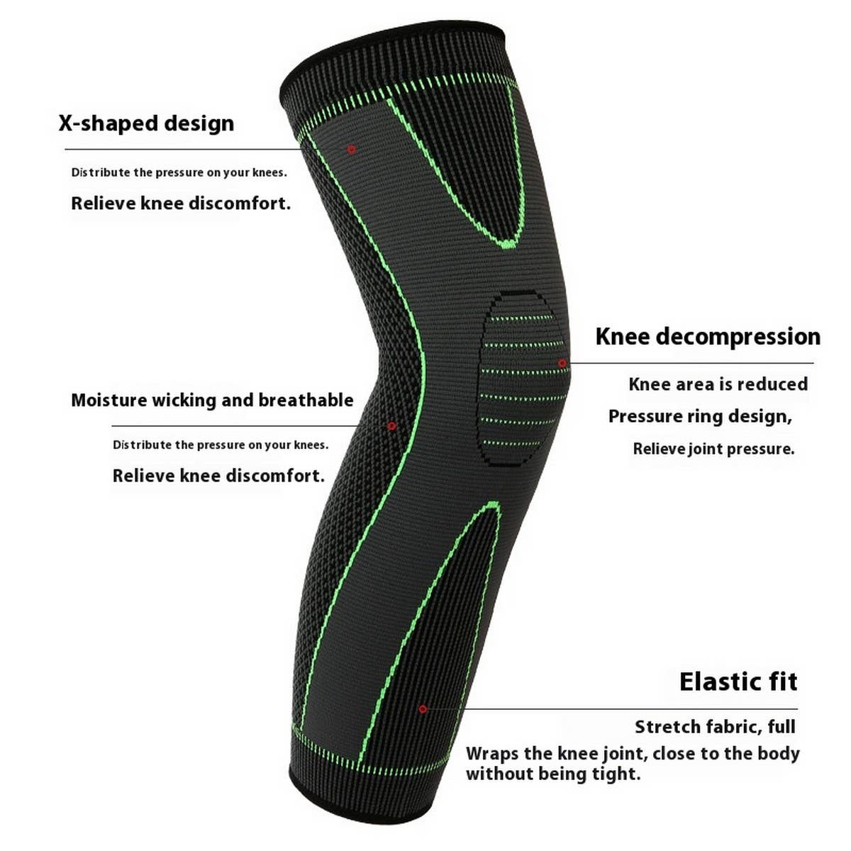 EXTENDED SPORTS KNEE BRACE LONG COMPRESSION SLEEVE_CWMM7886