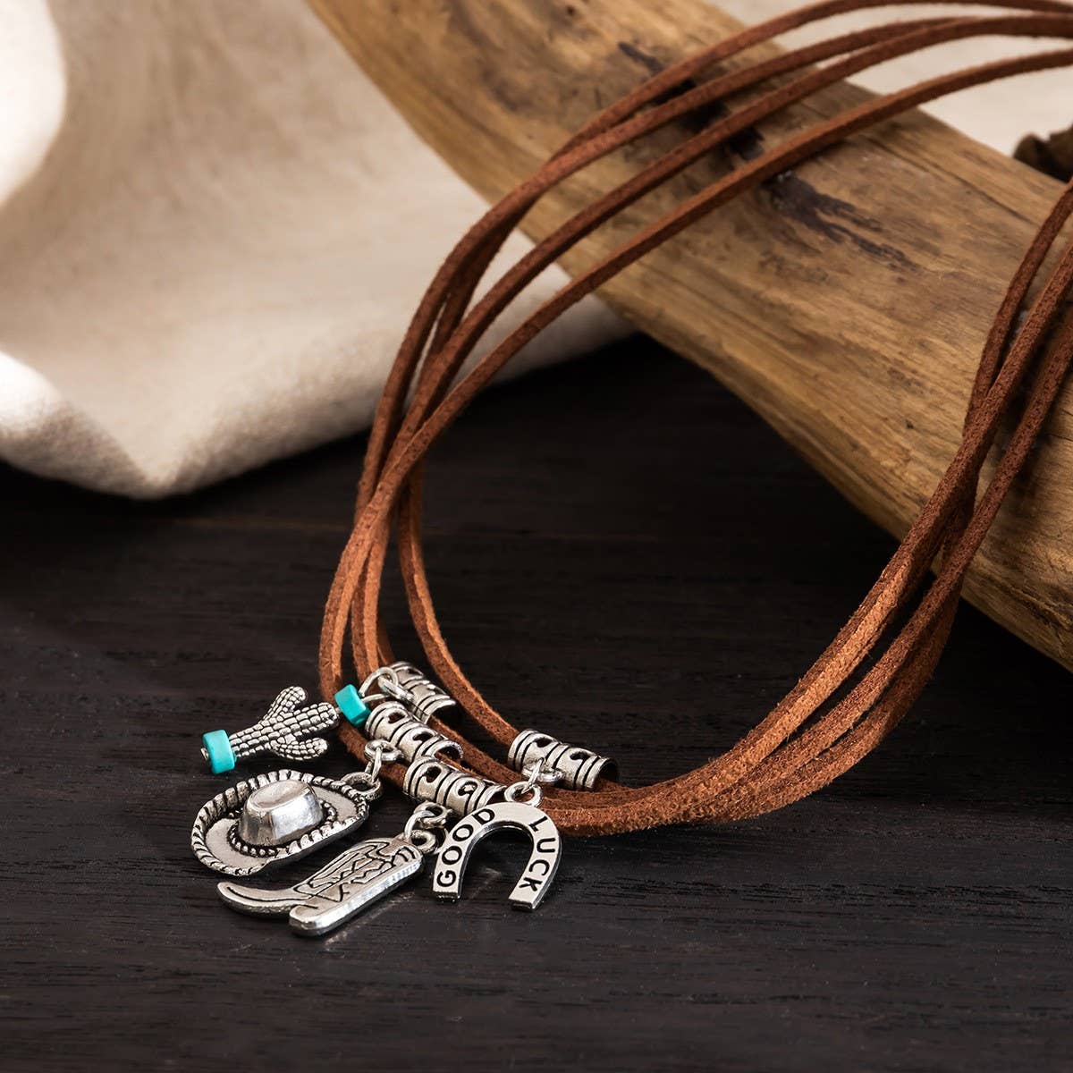 Western Cowboy Hat Turquoise Multi-Layer Necklace