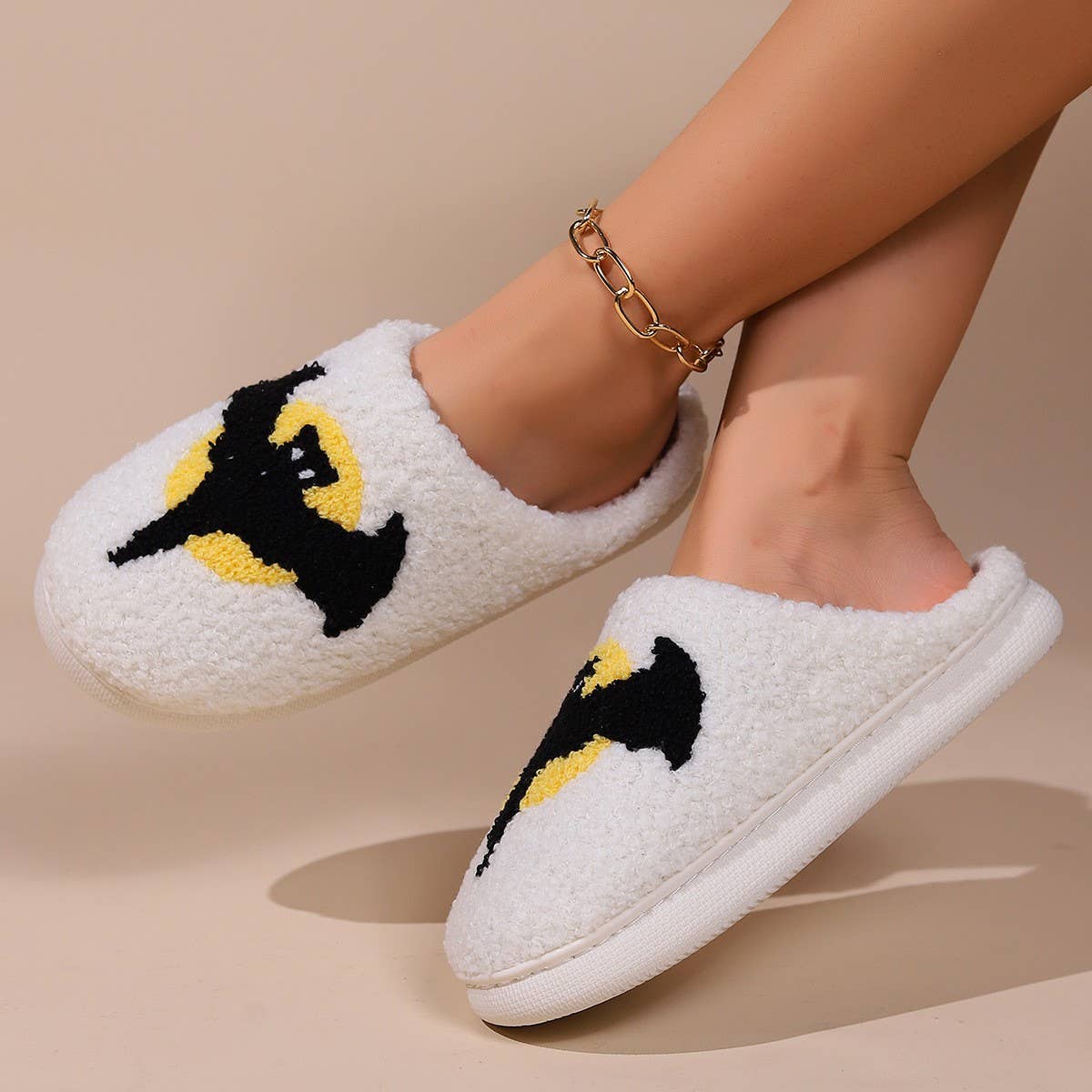 HALLOWEEN BAT PATTERN WARM COTTON SLIPPERS_CWSHS0851