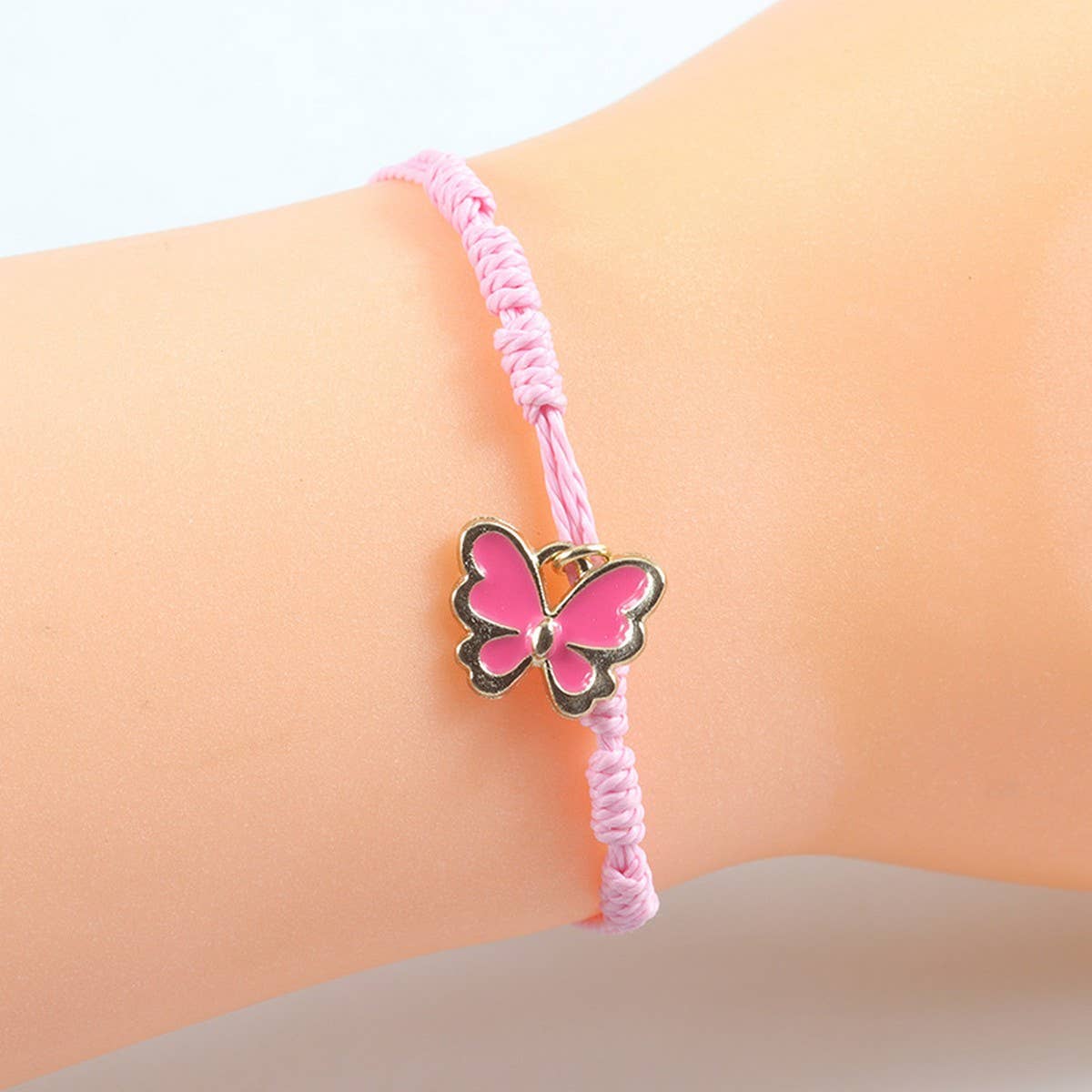 PINK FOUR LEAF CLOVER LOVE WOVEN BRACELET_CWAJE0732