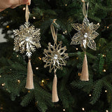 GOLD METAL SNOWFLAKE HANGING XMAS TREE DECOR_CWMM9680