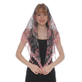 COLORFUL HOLLOW TASSEL LACE TRIANGLE SCARF VEIL_CWMM1989