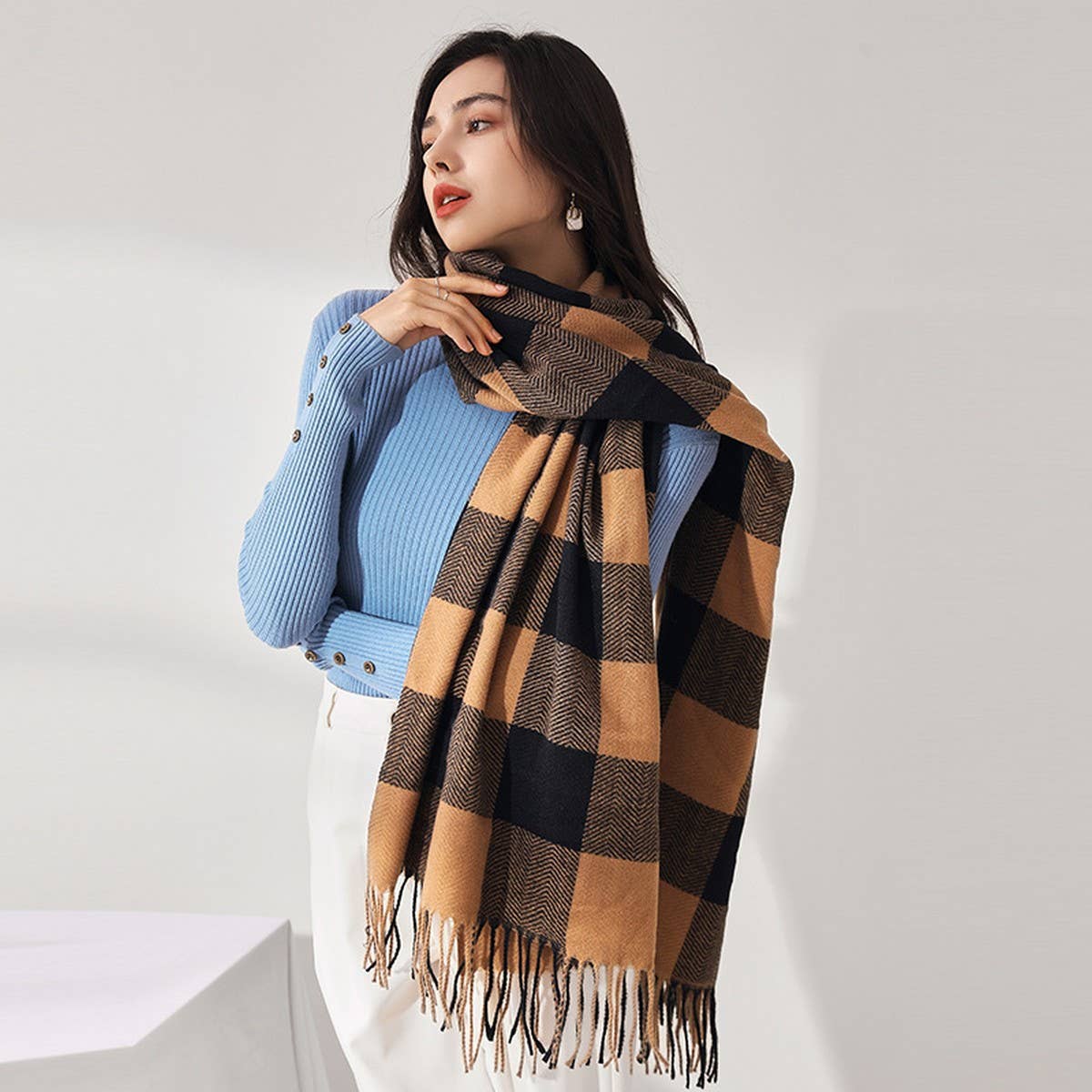 Winter Warm Lattice Large Scar Scarves