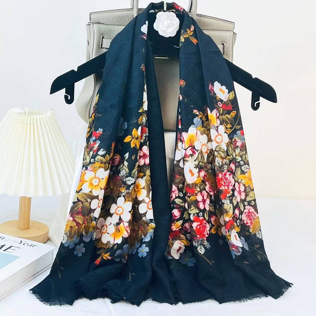 BOLD FLORAL ANIMAL SILK BLEND WRAP_CWASC0890