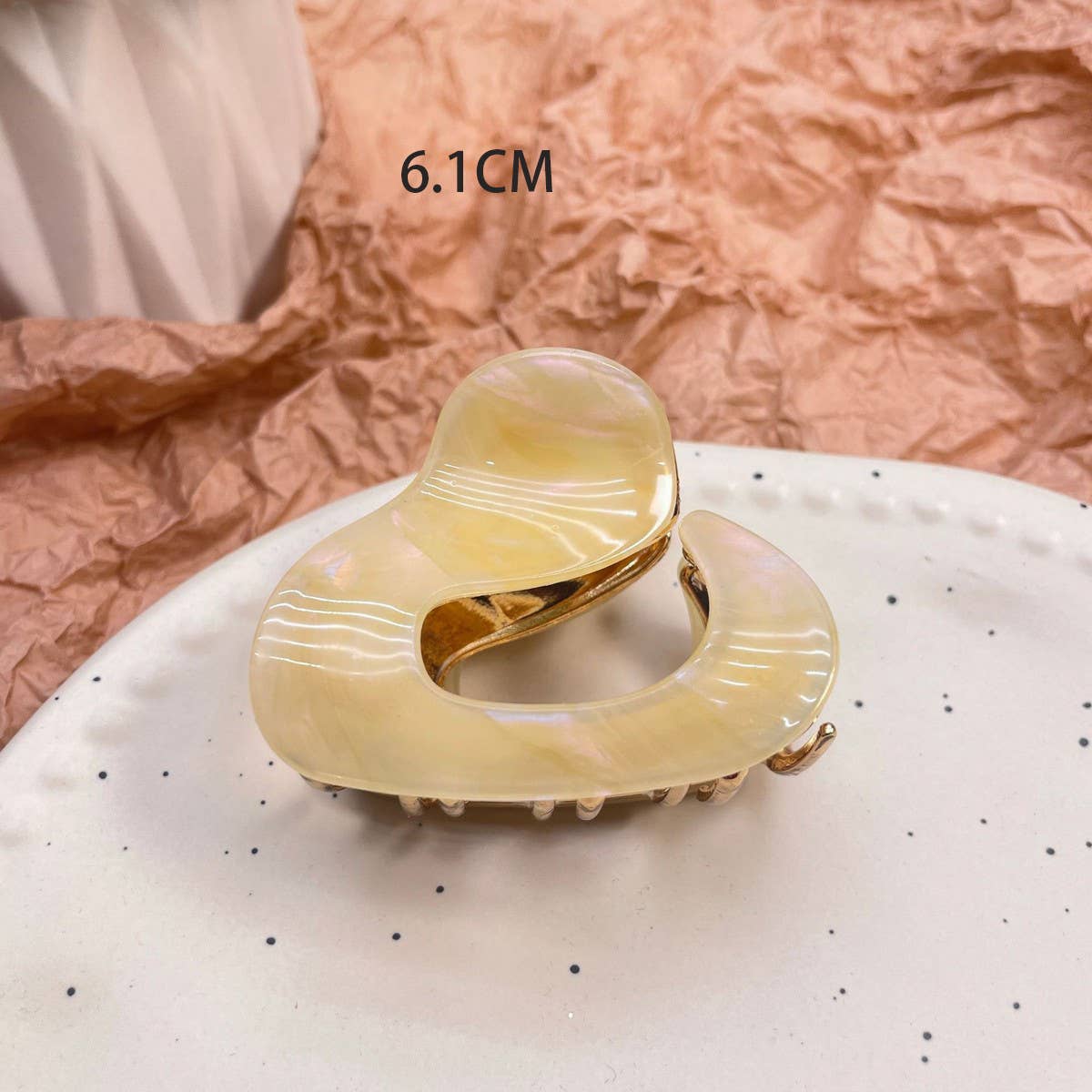 IRREGULAR ACETATE METAL HAIR CLAW CHIC MID CLIP_CWAHA0562