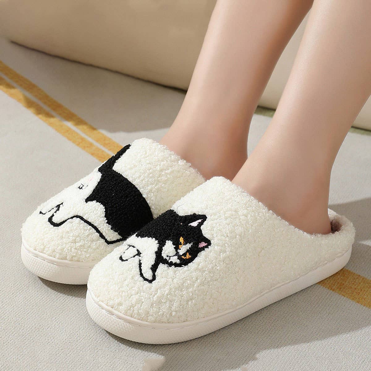 CUTE CARTOON KITTEN WINTER WARM COTTON SLIPPERS_CWMM3064