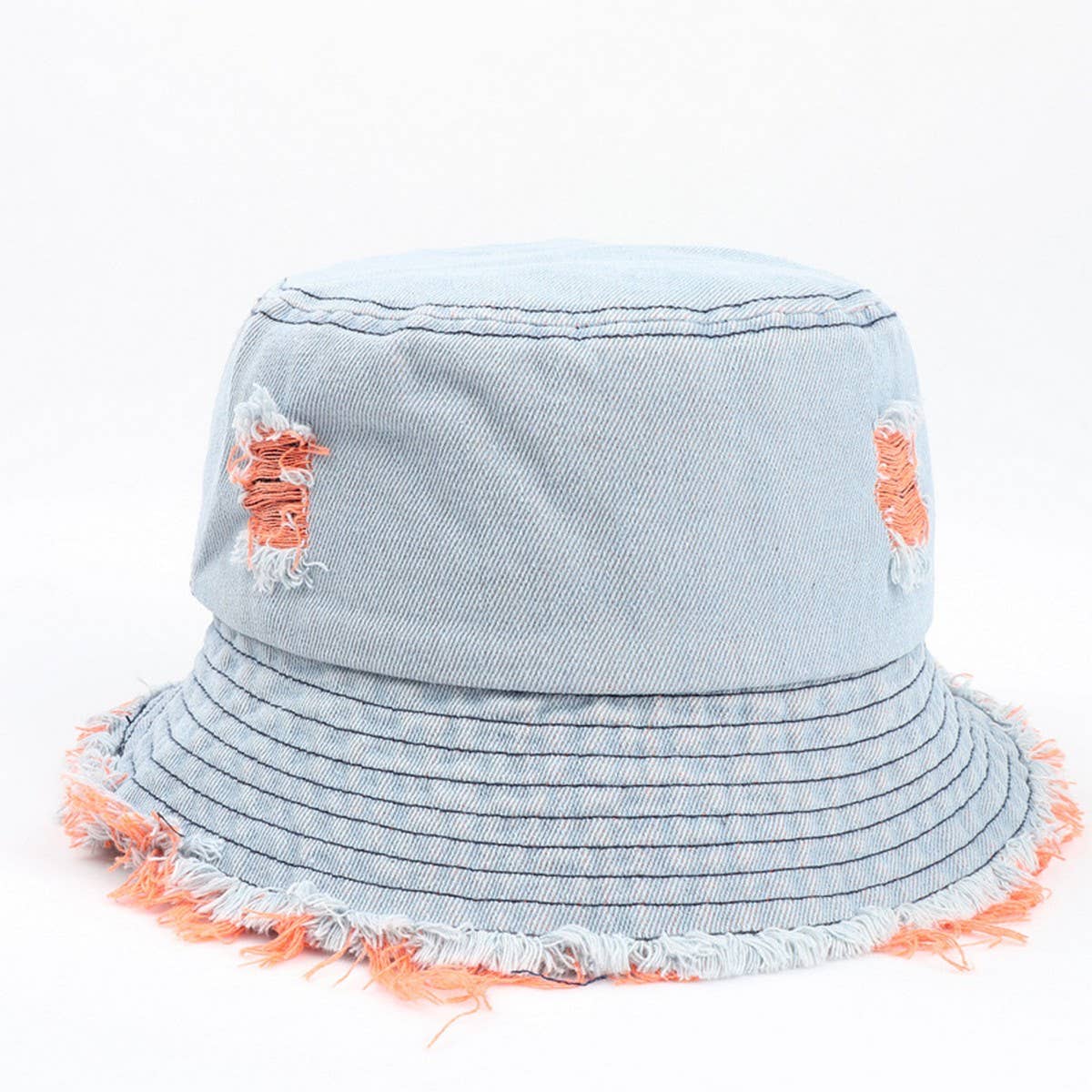 Cwah1512_Japanese Style Ripped Denim Bucket Hat