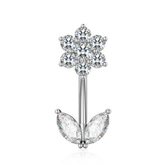 COPPER CZ FLOWER BELLY RING SCRATCH RESISTANT_CWMM9241