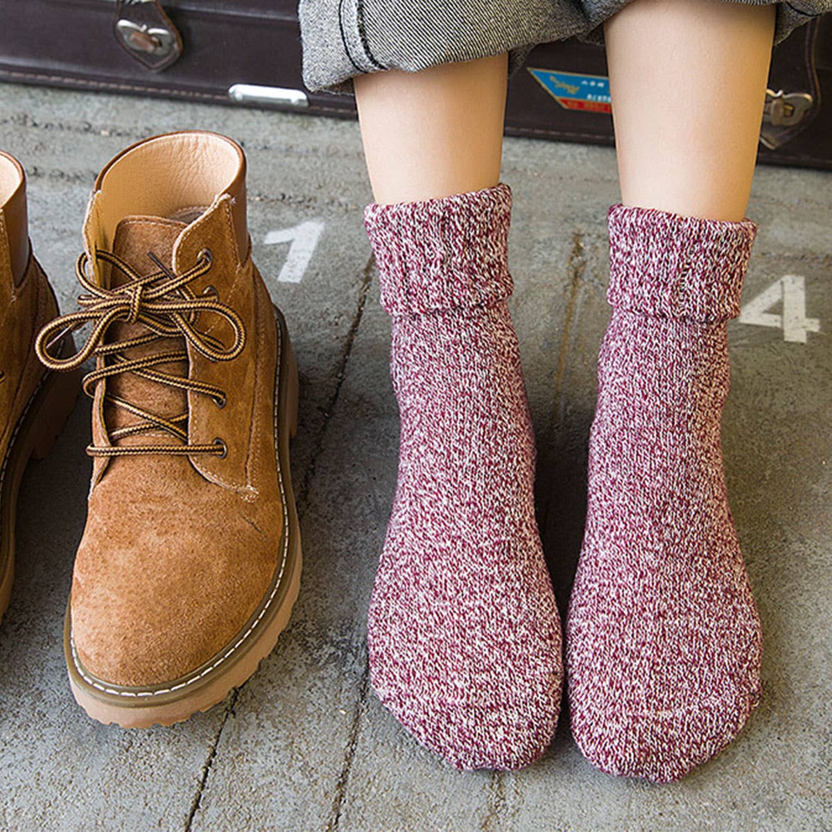 5PCS SET THICK THREAD IMITATION WOOL SOCKS_CWMS0279