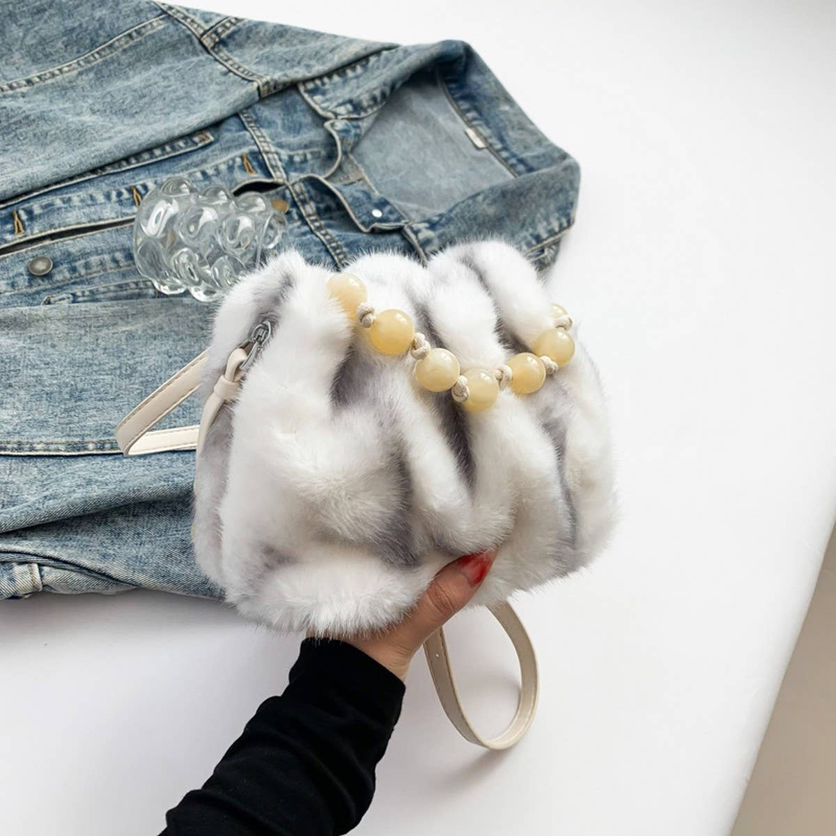 LEOPARD FAUX FUR BUCKET BAG WOMEN SHOULDER_CUAB00535