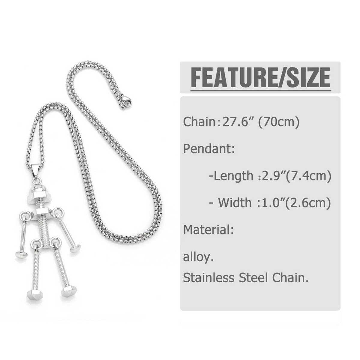 SCREW ROBOT PENDANT FASHION NECKLACE_CWAJE0966