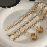 18K GOLD SILVER TWO TONE CROSS CLASP NECKLACE_CWAJE4860