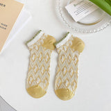 SUMMER GLASS SILK CARTOON FLOWER BOAT SOCKS_CWMS0531