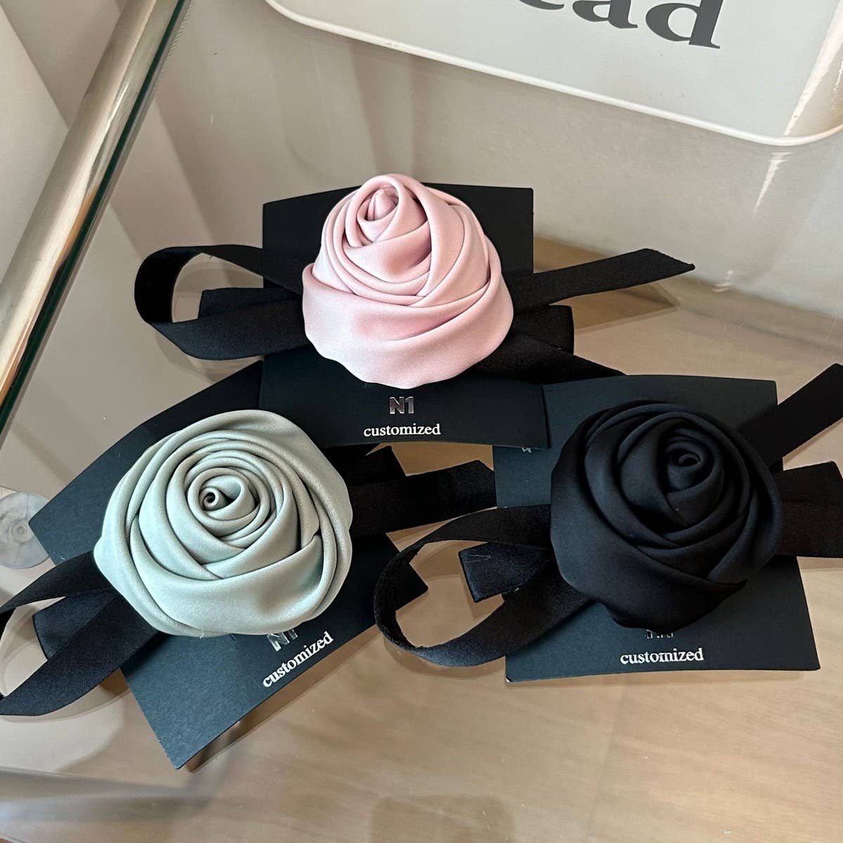 ROSE BOW FASHION FLOWER HAIR SCRUNCHIES_CWAHA1740