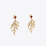 FASHIONABLE GOLDEN CORAL LONG EARRINGS_CWAJE5132