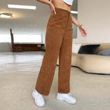Straight-Leg Corduroy Pants With Button Pockets