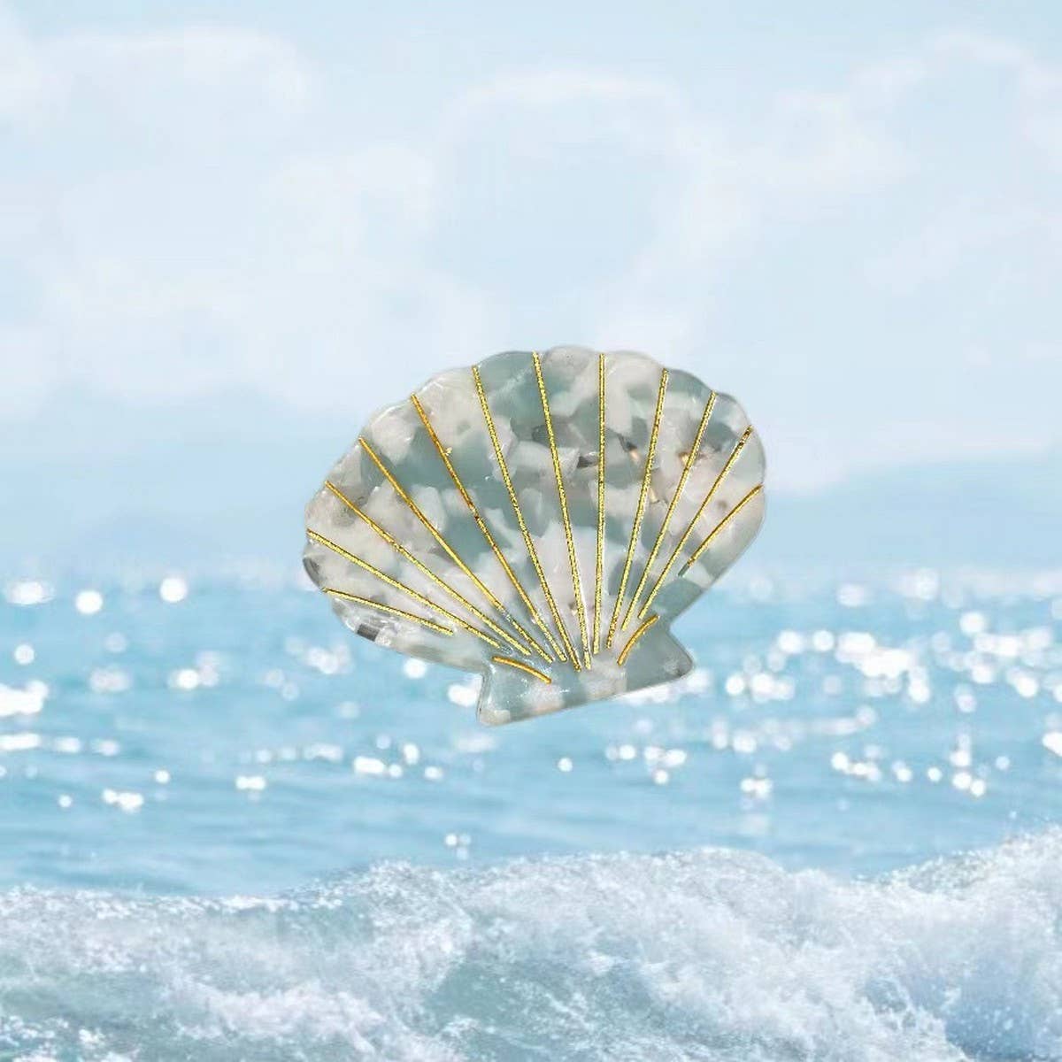 Sea Shell & Lobster Hair Claw, Ocean Animal Clip_Cwaha07131