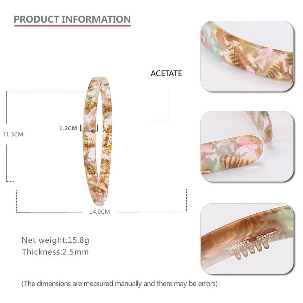 SIMPLE ACETATE TEXTURED HEADBAND HAIRPIN_CWAHA4369