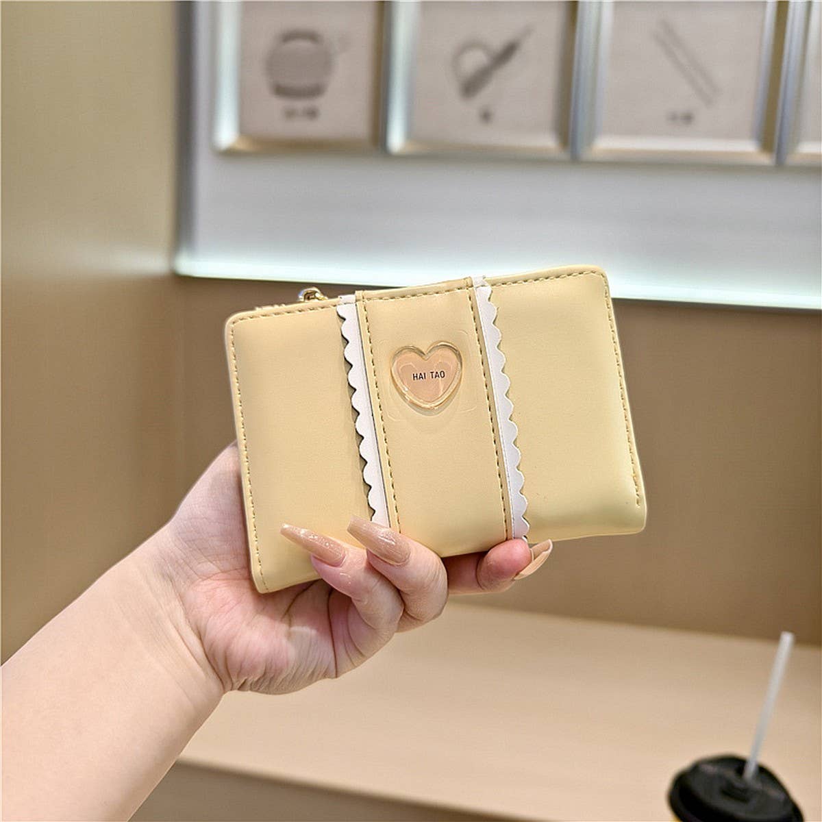 New Solid Color Heart Lace 2-Fold Wallet_Cwab06267
