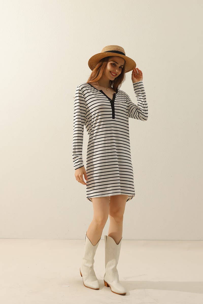 Solid V Neck Dress_Cwdmd784