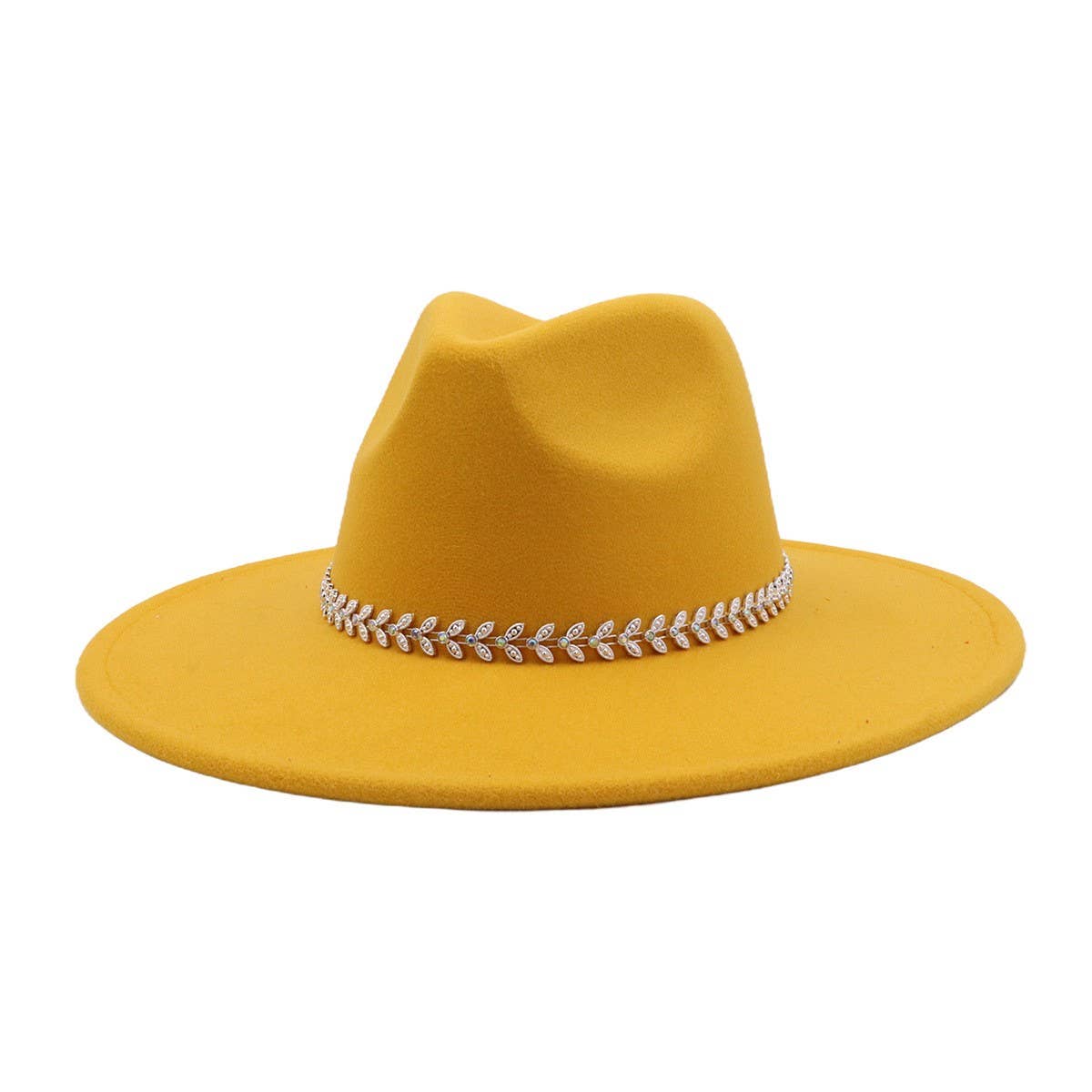 Unisex Wool Fedora Hat Ethnic Flat Brim Style_Cwah04387