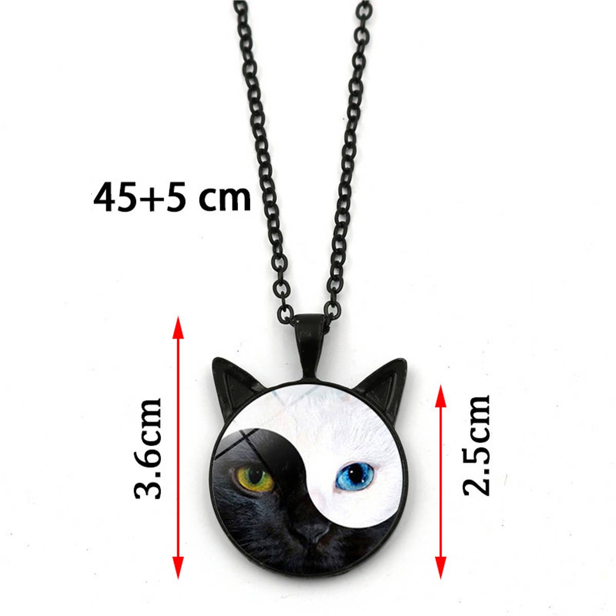 Yinyang Tai Chi Cat Time Gem Necklace_Cwaje0706