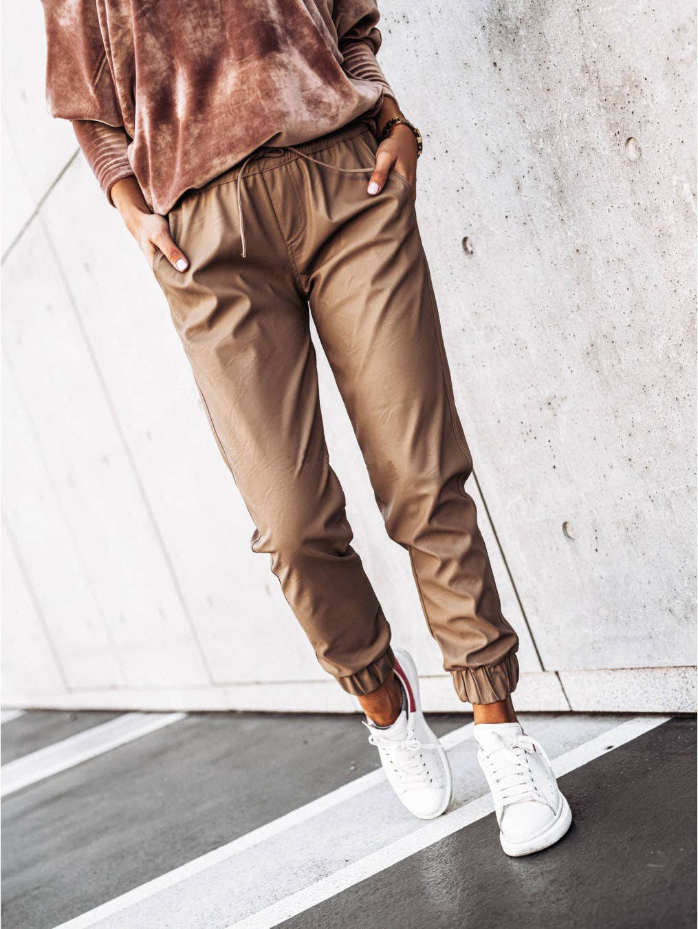 Temperament Simple Rope Waist Small Foot Pants
