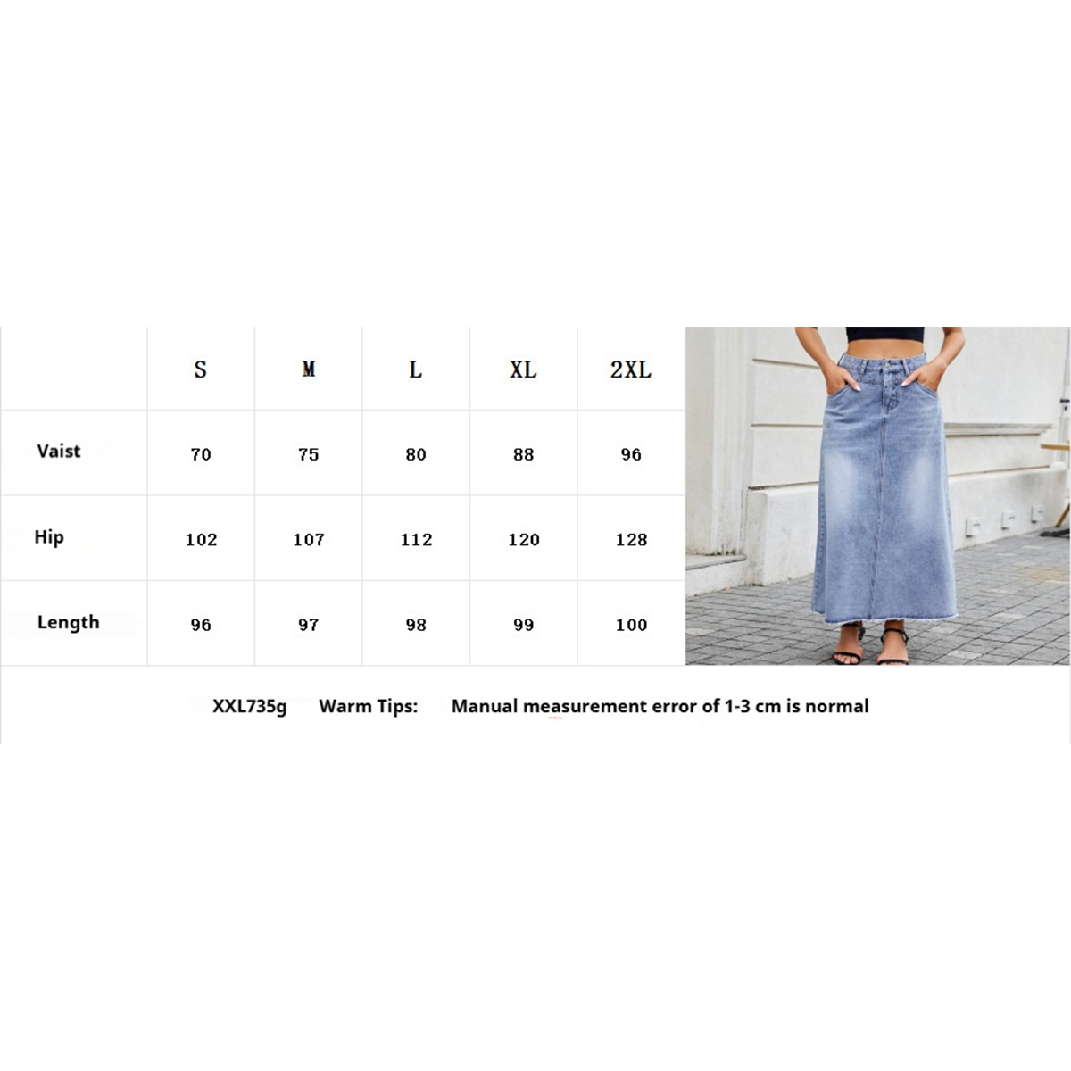 Women High Waist Denim Midi Skirt With Pockets_Cwjsk0203