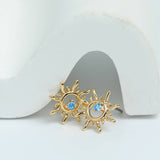 ROMANTIC SUNFLOWER BLUE ZIRCON STUD EARRINGS_CWAJE5082