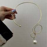Waterdrop Imitation Pearl Fashion Metal Necklace_Cwmm3129