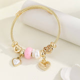 ELEGANT COUPLE BRACELET WITH GLASS HEART PENDANT_CWMM8588